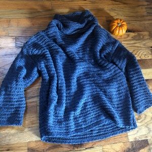 Aerie Cowl Neck Blue Knit Sweater